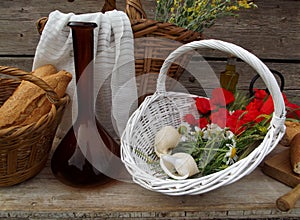 Still life with poppies and bread