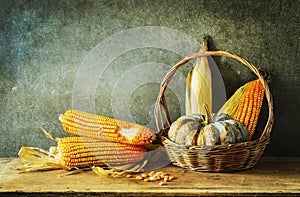 Still Life With pumpkin and corn