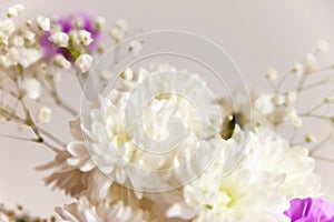 Still life of purple and white flowers in  style of  painting