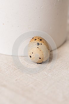 Still life. Quail egg on a textured background. Rustic. Easter celebration concept