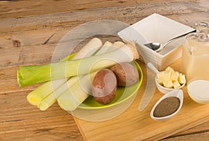 Ingredients for a leek soup