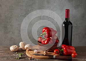 still life with red bell pepper