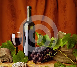 Still life with red wine