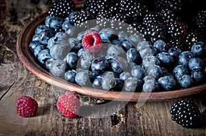 Still life of ripe summer berries