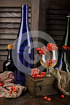 Still life with rowanberries