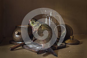 Still life salting fish photo