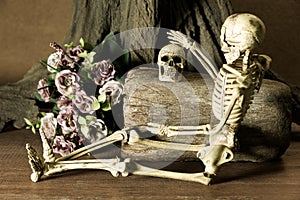 Still life with skull, love story set