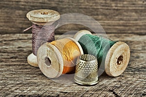 still life of spools of thread