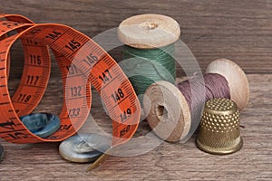 Still life of spools of thread