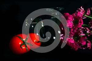 Still life tomatoes , flower