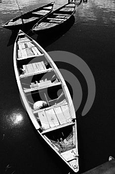 Still life of tree simple boats in Vietnam monochrome