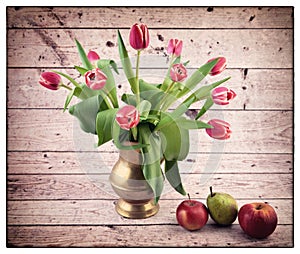 Still life with tulips.