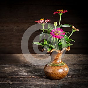 Still Life with a vase flower,earthenware