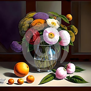 Still life of a vase of flowers