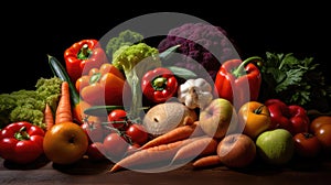 still life Vegetables, Herbs and Fruit as ingredients in cooking