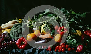 still life Vegetables, Herbs and Fruit as ingredients in cooking