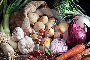 Still life vegetables.