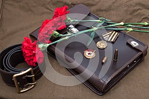 Still life with vintage objects dedicated to Victory Day