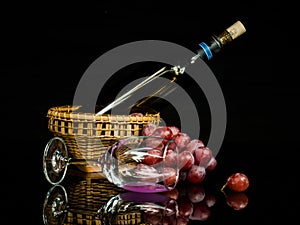 Still life wine and grape