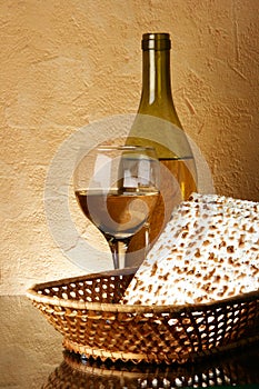 Still-life with wine and matzoh
