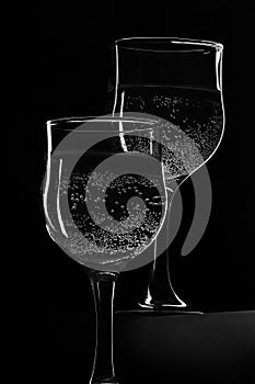 Still-life wineglasses sparkling drink