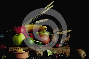 Still lifes with fruits and vegetables. photo