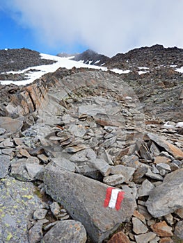 Still snowy spring nature in otztaler alps