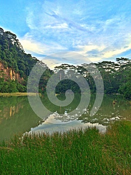 Still water in quarry lake