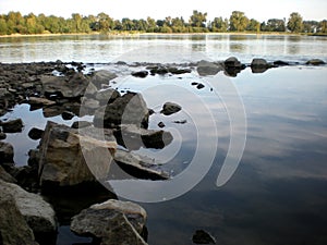 Still waters of Vistula river in Poland