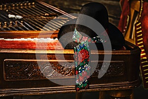 Stillife with cimbalom and hat photo