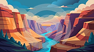 The stillness of the canyon was only broken by the haunting echoes of our whispers reverberating off the cliffs.. Vector