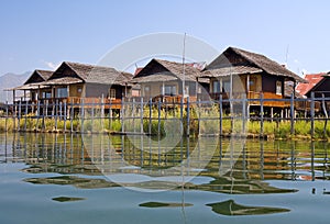 Stilt bungalows on the Inle lake