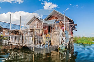 Stilt houses of Inn Paw Khone village at Inle lake, Myanm