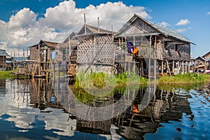 Stilt houses of Inn Paw Khone village at Inle lake, Myanm