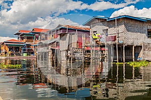 Stilt houses of Inn Paw Khone village at Inle lake, Myanm