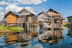 Stilt houses of Inn Paw Khone village at Inle lake, Myanm