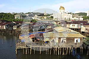 Stilt houses of Kampong Ayer and Sultan Omar Ali S