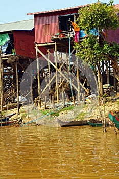 Stilt houses of Kompong Kleang floating village photo