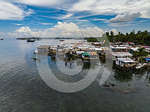 Stilt Houses over the sea in Zamboanga. Philippines.