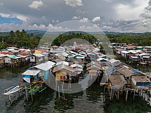 Stilt Houses over the sea in Zamboanga. Philippines.