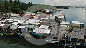 Stilt Houses over the sea in Zamboanga. Philippines.