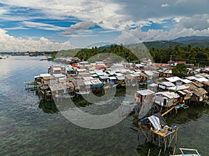 Stilt Houses over the sea in Zamboanga. Philippines.