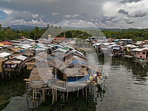 Stilt Houses over the sea in Zamboanga. Philippines. photo