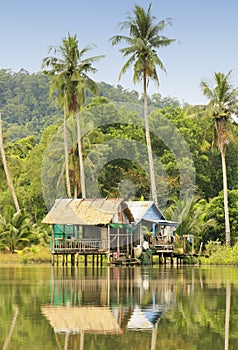 Stilt houses, Ream National Park, Cambodia photo