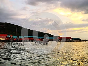 Stilt houses at seashore