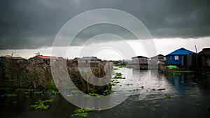 Stilt houses in the village of Ganvie on the Nokoue lake, Benin