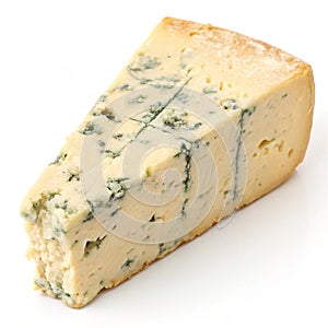 Stilton cheese isolated on white background
