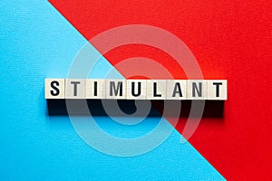 Stimulant word concept on cubes