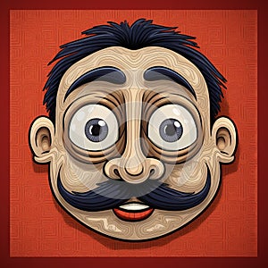 Stimulated Cartoon Man With Moustache - Vector Illustration