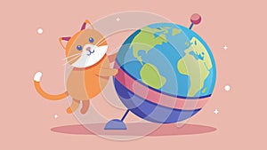 A stimulating toy that encourages active play with its moving globe that entices cats to jump and pounce.. Vector photo